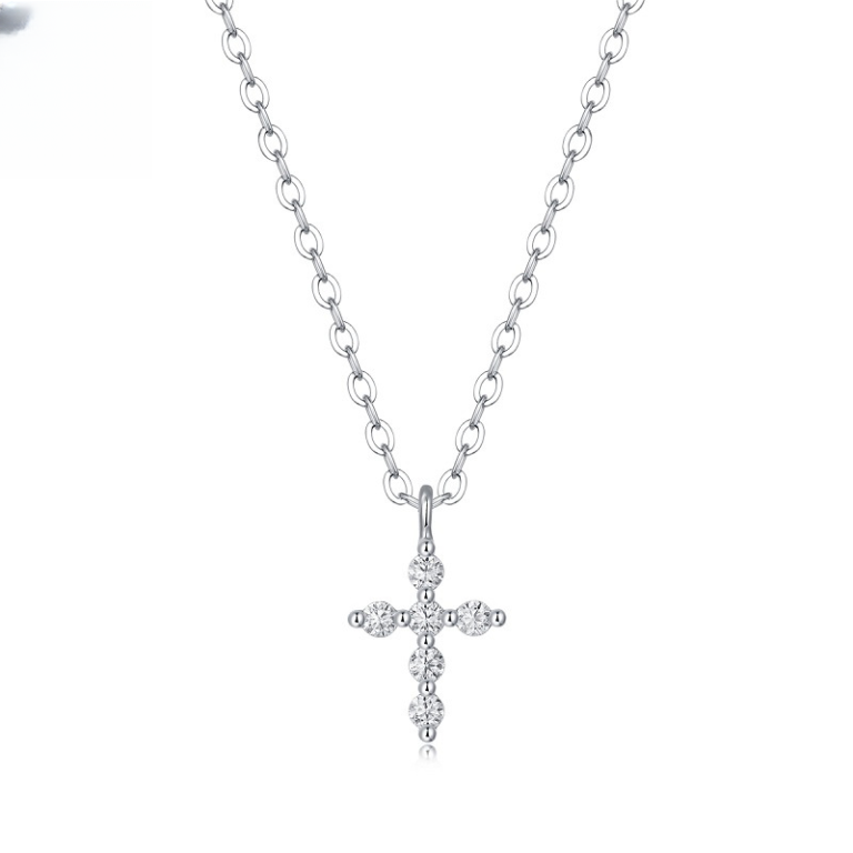 s925 Silver Jehovah Necklace Moissanite New Pendant Hot Sale In Stock Cross Clavicle Chain Wholesale