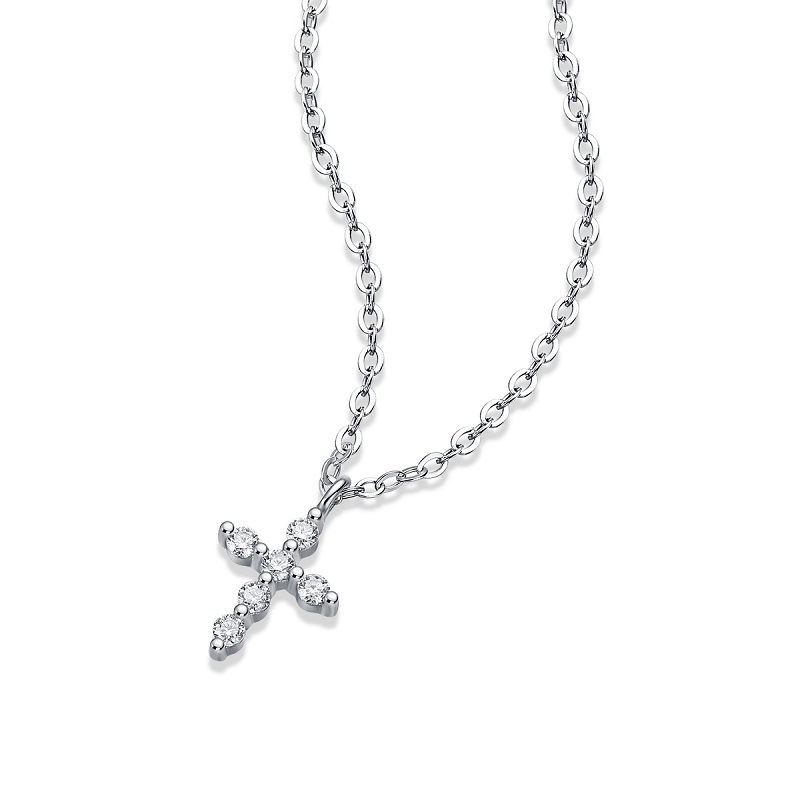 s925 Silver Jehovah Necklace Moissanite New Pendant Hot Sale In Stock Cross Clavicle Chain Wholesale