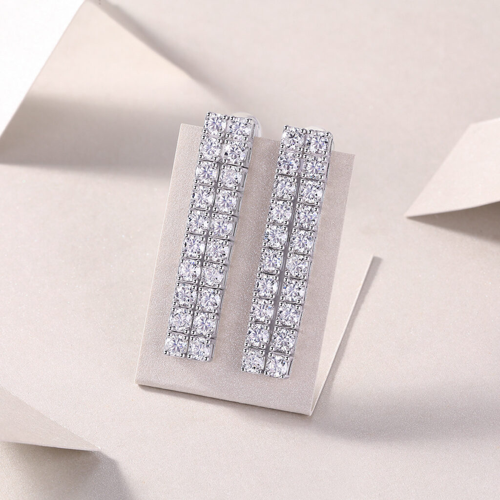 S925 Silver Earrings Moissanite New Hoop Temu Cross-border Hot-selling Earrings Wholesale