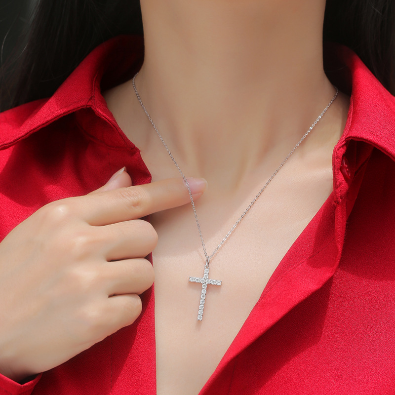 925 silver necklace faith pendant fashion live silver jewelry large quantity in stock source cross clavicle chain for drop shipping