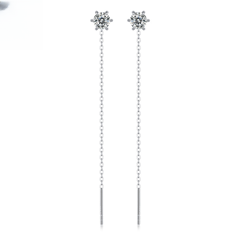 S925 Silver Earrings New Moissanite Feifan Tassel Earrings Live Hot Selling Ear Line Source Wholesale