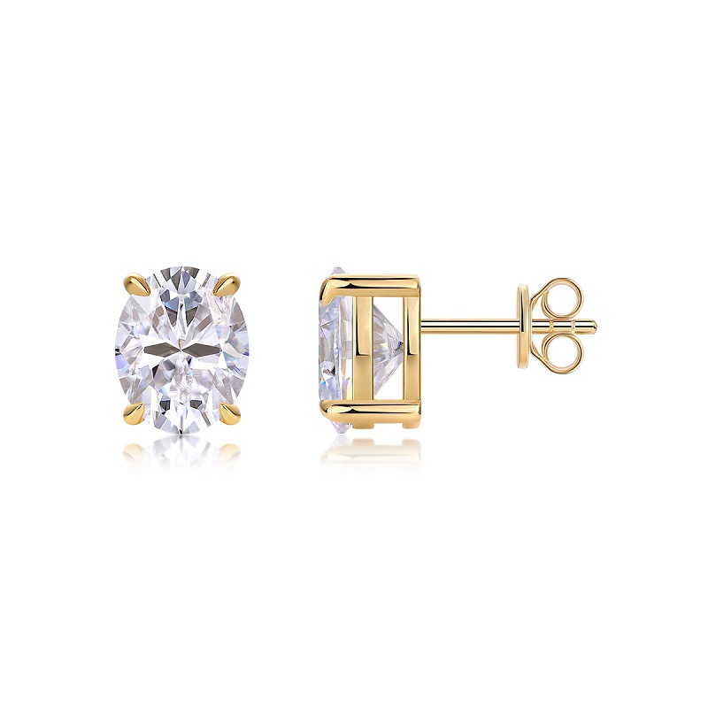 Autumn and winter simple Moissanite earrings 925 sterling silver Chanel style earrings with a touch of luxury Gold earrings in stock