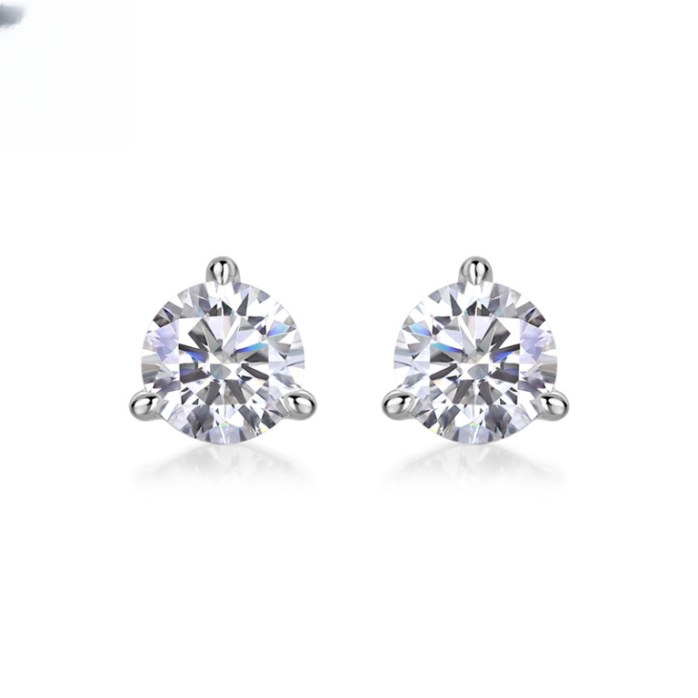 Stud Earrings S925 Silver Moissanite Fixed Earrings Simple Silver Jewelry Plated 18K Gold Earrings Live Broadcast Spot Delivery