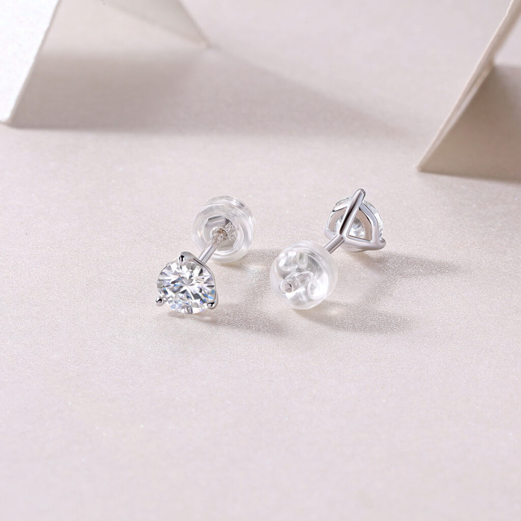 Stud Earrings S925 Silver Moissanite Fixed Earrings Simple Silver Jewelry Plated 18K Gold Earrings Live Broadcast Spot Delivery