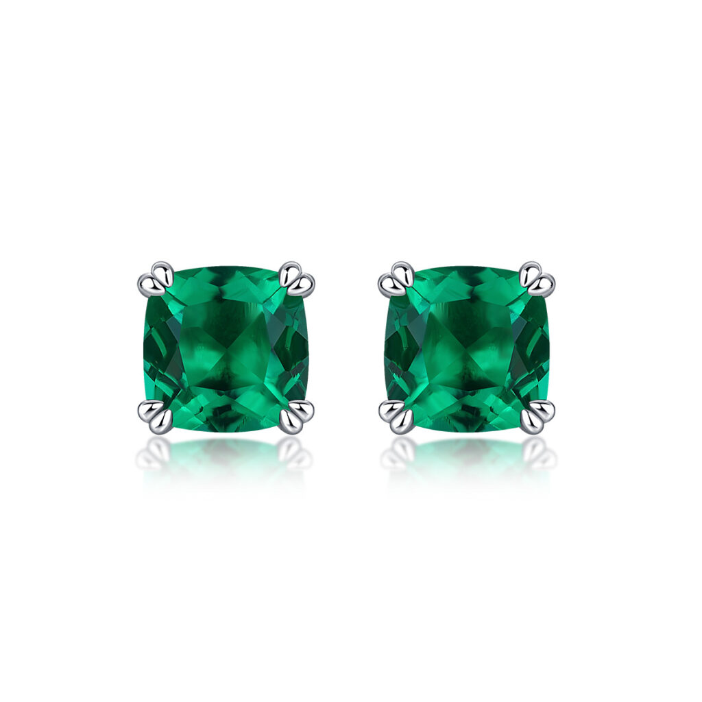 S925 Silver Earrings New Studs Cultivated Emerald Source In-Stock Hot-Selling Earrings Factory Direct