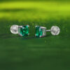 S925 Silver Earrings New Studs Cultivated Emerald Source In-Stock Hot-Selling Earrings Factory Direct