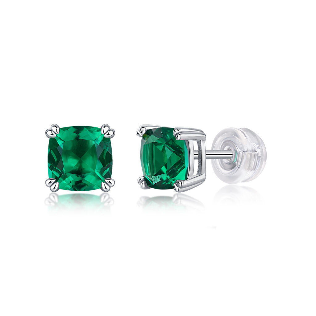 S925 Silver Earrings New Studs Cultivated Emerald Source In-Stock Hot-Selling Earrings Factory Direct