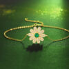 S925 Silver Bracelet Inlaid with Cultivated Emerald Gemstone Flower Dream Facing the Sun Bracelet Jewelry Wholesale