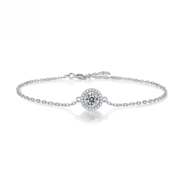 Bracelet S925 silver inlaid with moissanite round package bracelet simple and elegant gift silver jewelry in stock large quantity available for dropshipping