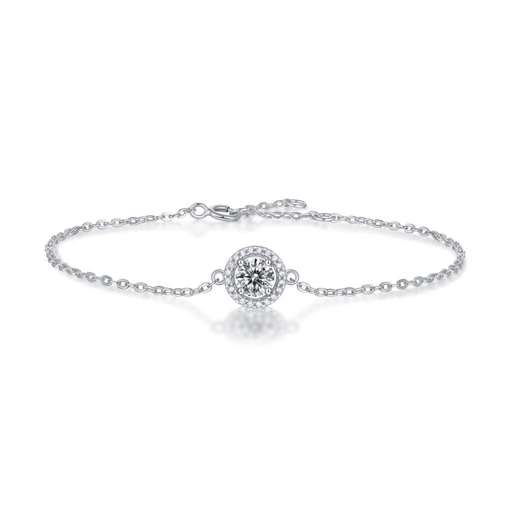 Bracelet S925 silver inlaid with moissanite round package bracelet simple and elegant gift silver jewelry in stock large quantity available for dropshipping