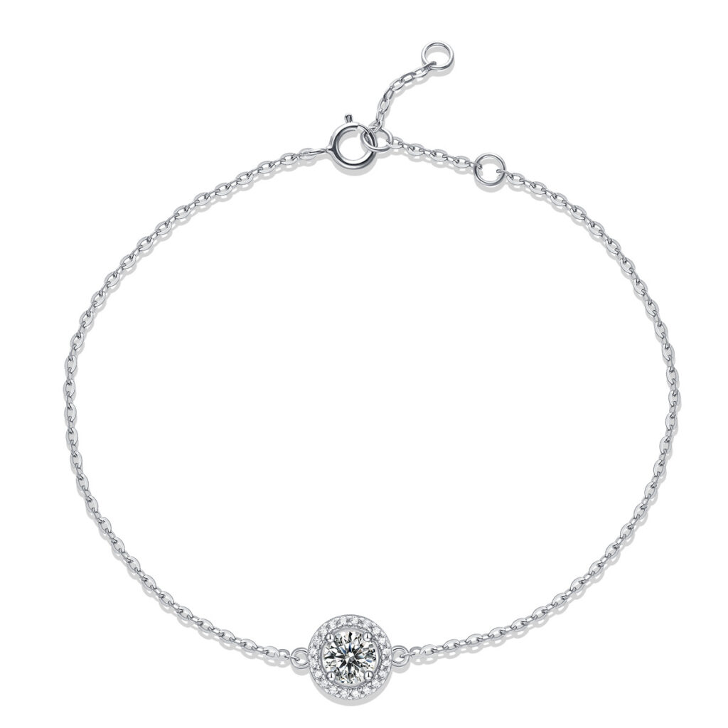 Bracelet S925 silver inlaid with moissanite round package bracelet simple and elegant gift silver jewelry in stock large quantity available for dropshipping