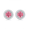 S925 Silver Earrings Women's New Pink Moissanite Jewelry Gift In Stock Round Wrapped Earrings Wholesale