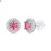 S925 Silver Earrings Women's New Pink Moissanite Jewelry Gift In Stock Round Wrapped Earrings Wholesale