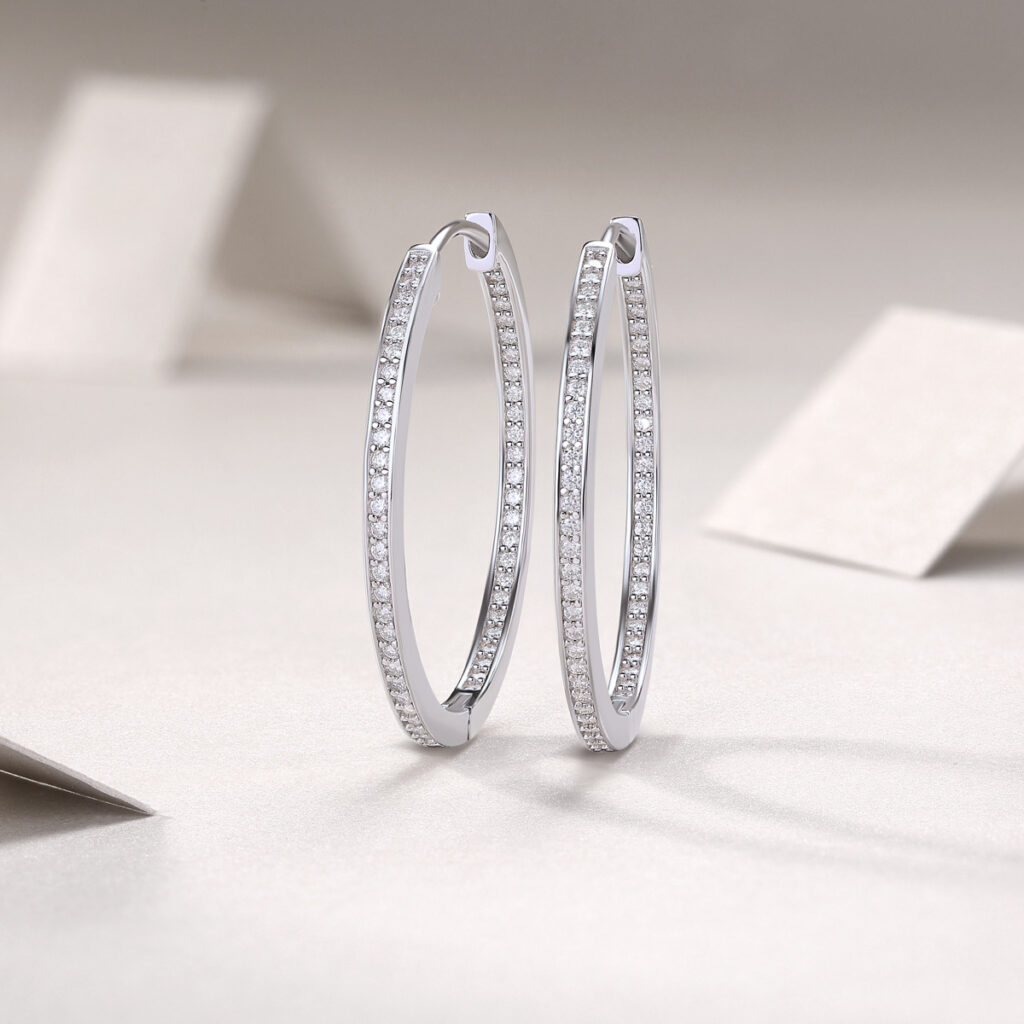 Cross-border S925 Silver New Earrings Moissanite Hoop Earrings Temu Amazon Hot Selling Jewelry Wholesale