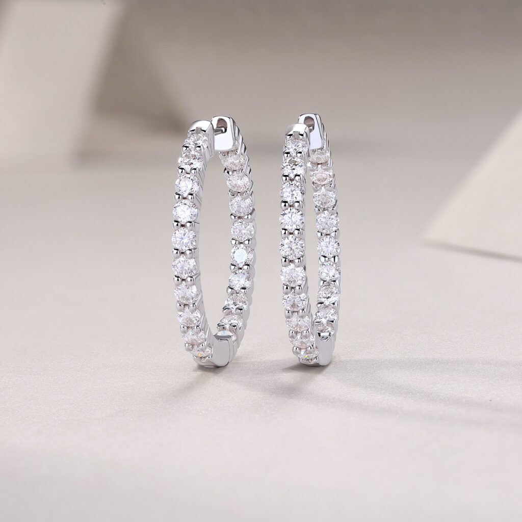 Cross-border S925 silver earrings Moissanite studs new hoop temu Amazon hot-selling earrings wholesale