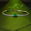 S925 Silver Roman Bracelet Inlaid with Emerald Simple Elegant Gift Jewelry Wholesale in Large Quantities