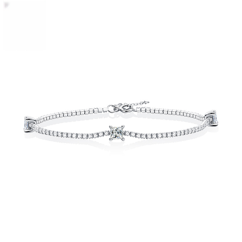 S925 Silver Moissanite Square Bracelet for Women Fashion Jewelry Dream Shadow Starlight New Live Broadcast Large Stock Wholesale