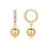 Anti-allergy 925 silver gold round bead earrings autumn and winter high-end light luxury European and American cross-border hot-selling Moissanite earrings