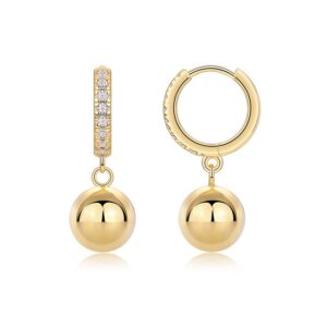 Anti-allergy 925 silver gold round bead earrings autumn and winter high-end light luxury European and American cross-border hot-selling Moissanite earrings