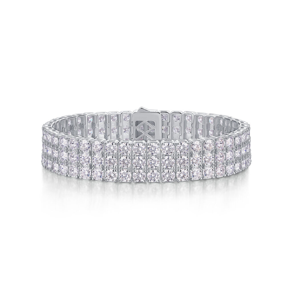 4.0mm Bracelet 3-row Moissanite New S925 Silver Bracelet Cross-border Amazon Hot Selling Jewelry In Stock Wholesale