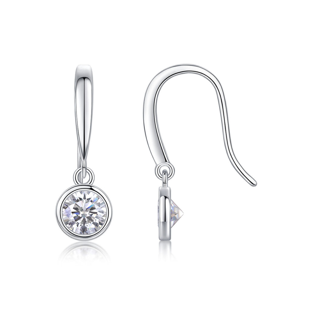 Minimalist niche design S925 silver ear hooks new Amazon hot-selling earrings temperament Moissanite earrings in stock