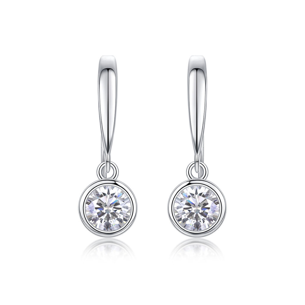 Minimalist niche design S925 silver ear hooks new Amazon hot-selling earrings temperament Moissanite earrings in stock