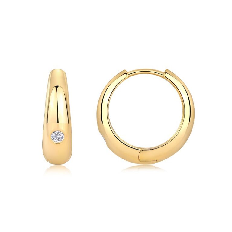 Trendy Fashion Gold Earrings with High-end Feel 925 Silver Personality Retro Moissanite Earrings for Women Simple Korean Style Hoop Earrings