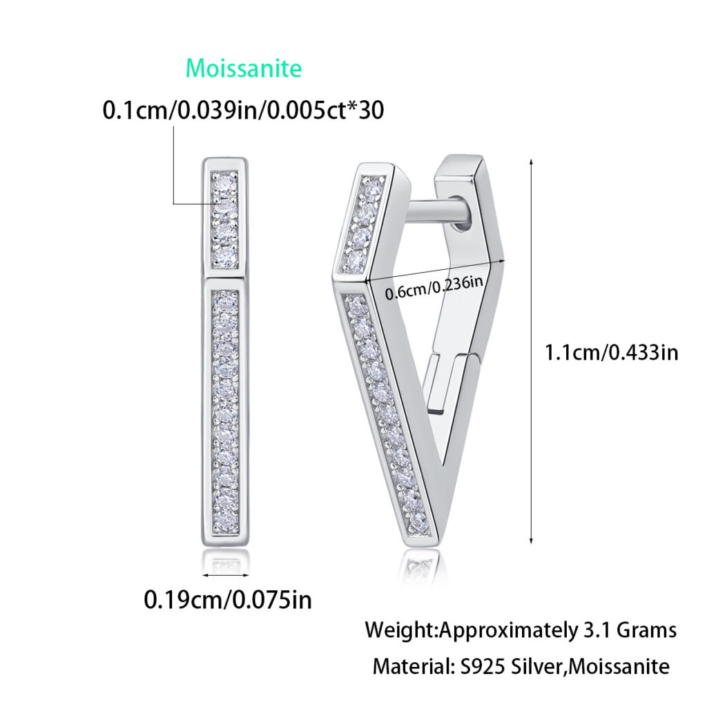 925 silver coronation earrings Moissanite new hoop temu Amazon hot-selling earrings in stock wholesale