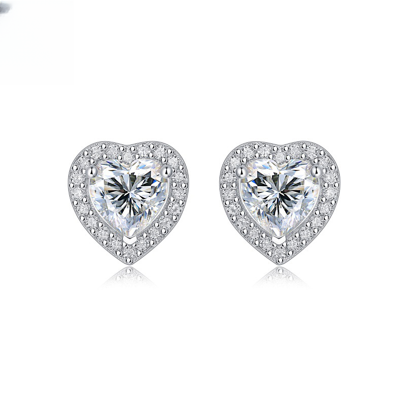 S925 silver entangled stud earrings Moissanite heart-shaped new earrings elegant live broadcast hot sale large stock wholesale