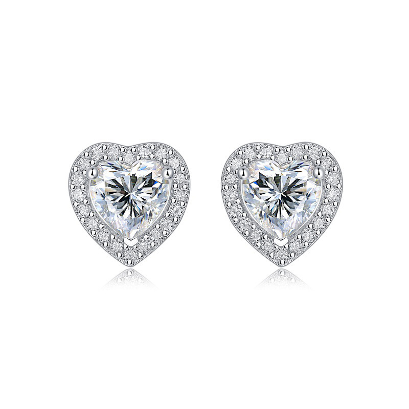 S925 silver entangled stud earrings Moissanite heart-shaped new earrings elegant live broadcast hot sale large stock wholesale