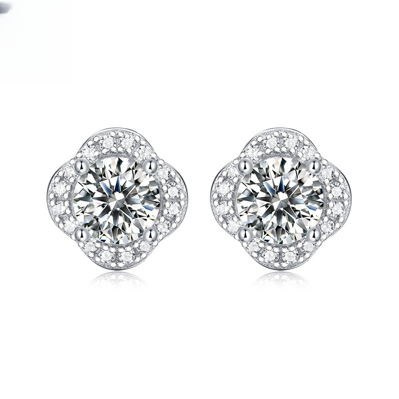 S925 Silver Earrings Moissanite New Annual Earrings Fashion Trend Flower Earrings Source Stock Wholesale