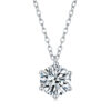 S925 Silver Necklace Inlaid with Moissanite Pendant Simple Six-Prong Pendant Clavicle Chain Source Bulk Wholesale