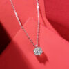 S925 Silver Necklace Inlaid with Moissanite Pendant Simple Six-Prong Pendant Clavicle Chain Source Bulk Wholesale