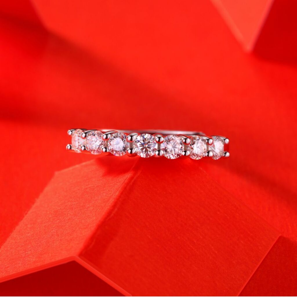 S925 silver ring 3.0mm Moissanite women's row ring stackable perfect ring live hot sale in-stock factory wholesale