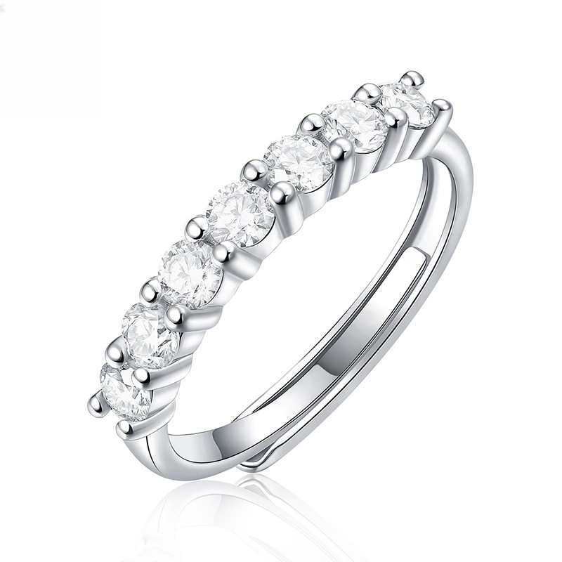 S925 silver ring 3.0mm Moissanite women's row ring stackable perfect ring live hot sale in-stock factory wholesale