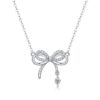 s925 Silver Pink Sentiment Necklace New Women's Moissanite Clavicle Chain Light Luxury Bowknot Live Hot Selling Necklace