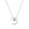 S925 Silver Necklace Moissanite Dream Falling Star and Moon Pendant Fashion Pendant with Chain Trendy Accessories In-stock Necklace