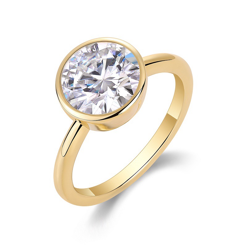 Gold-plated simple ins style 925 silver ring for women niche high-end light luxury cross-border hot-selling moissanite ring