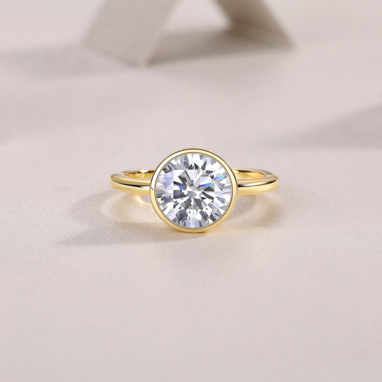 Gold-plated simple ins style 925 silver ring for women niche high-end light luxury cross-border hot-selling moissanite ring