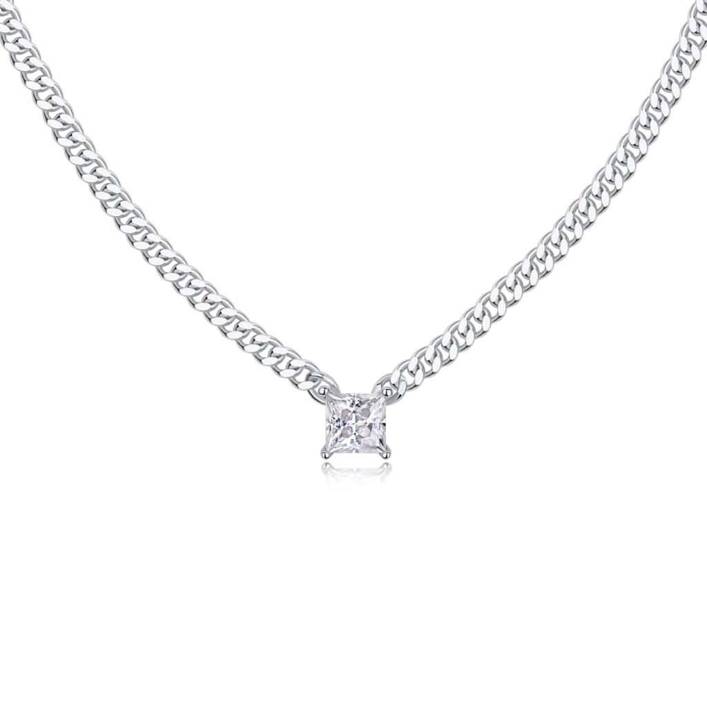 S925 Silver Necklace Moissanite Dazzling Pendant Fashion Clavicle Chain Accessories Gift Source Wholesale in Stock