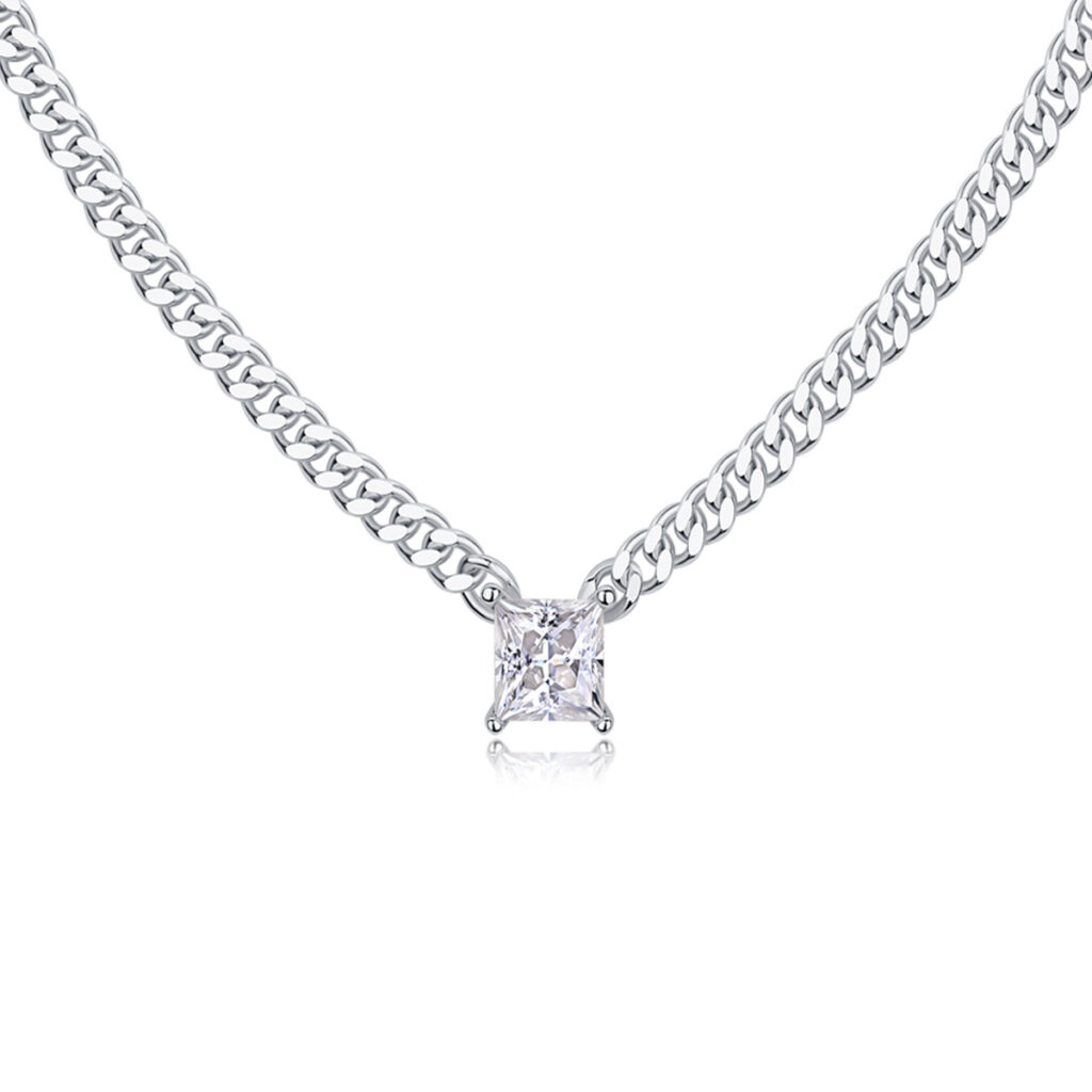 S925 Silver Necklace Moissanite Dazzling Pendant Fashion Clavicle Chain Accessories Gift Source Wholesale in Stock