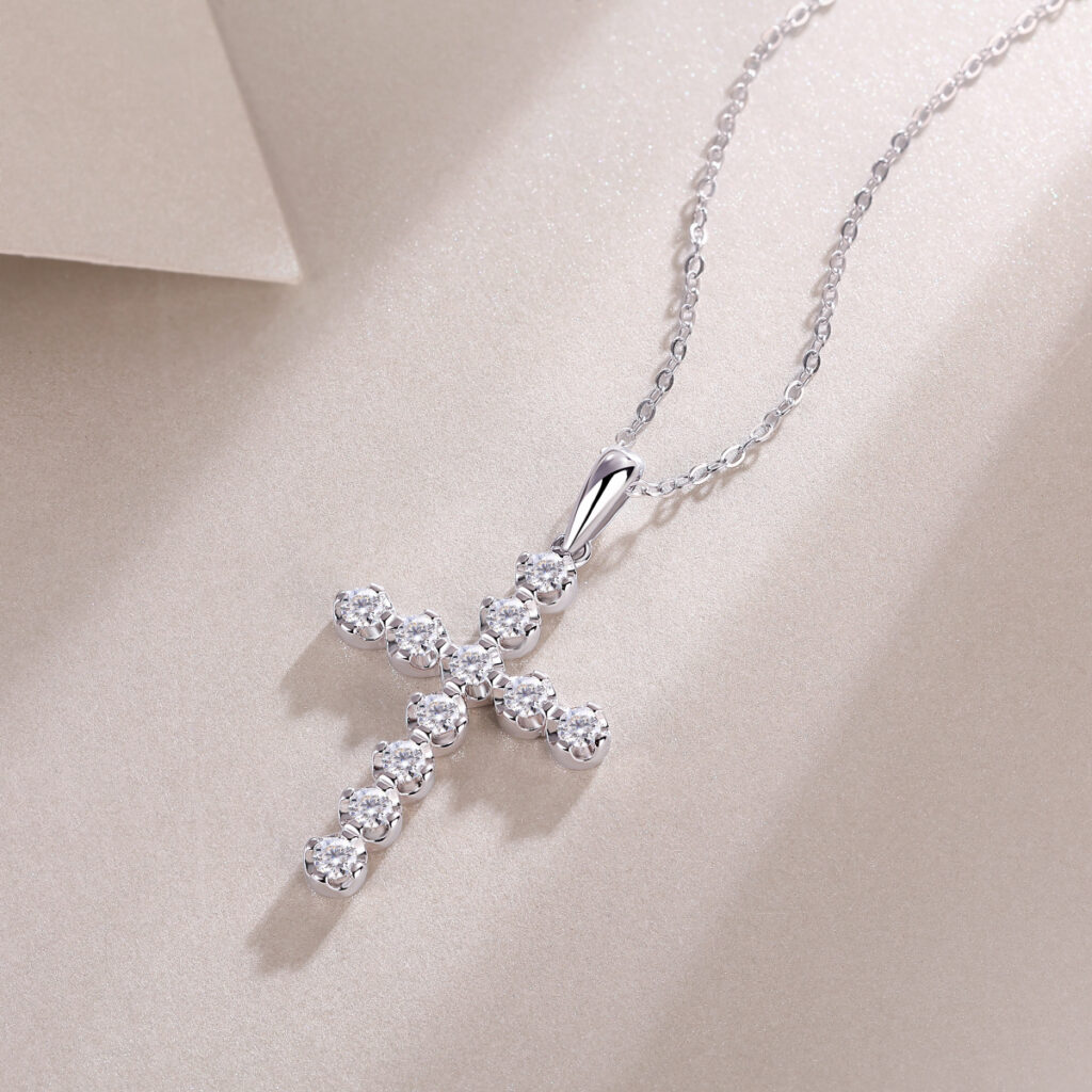 S925 silver necklace entrusted pendant with chain live broadcast cross-border hot-selling silver jewelry in stock cross necklace for dropshipping