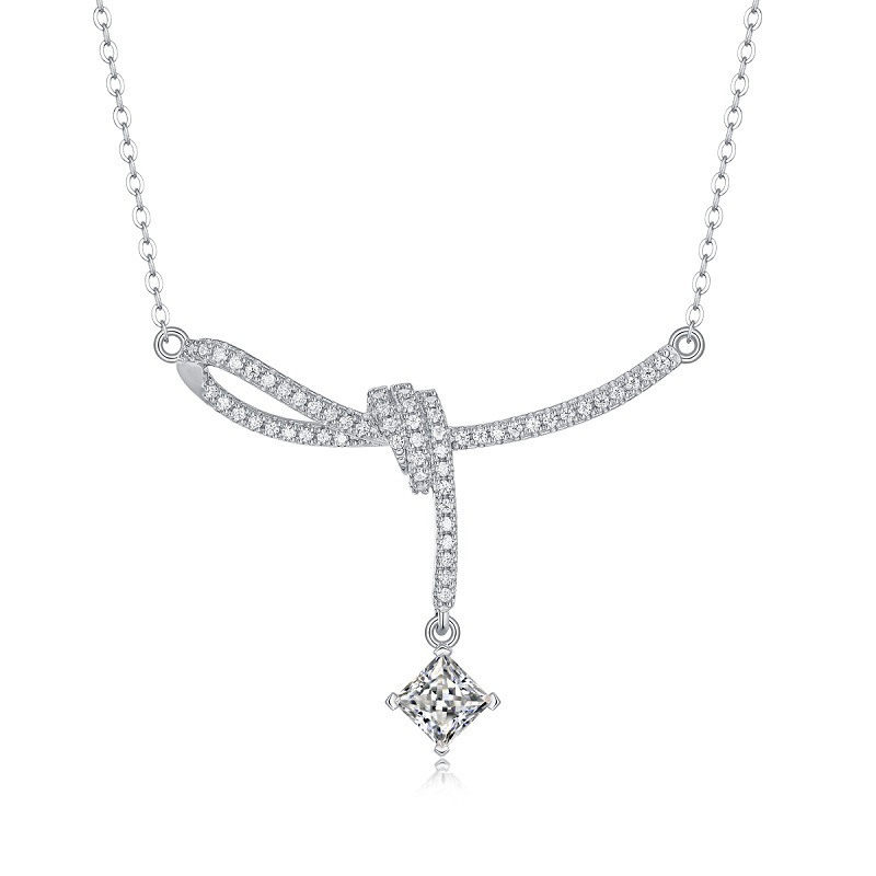 S925 Silver Pendant New Moissanite Necklace Fashion Women's Clavicle Chain Cross-border Hot Sale Source Stock