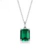 S925 Silver Heartless Elegance Pendant with Chain Cultivated Emerald Gemstone Necklace Source Stock Silver Necklace