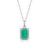 S925 Silver Heartless Elegance Pendant with Chain Cultivated Emerald Gemstone Necklace Source Stock Silver Necklace