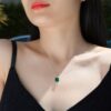 S925 Silver Heartless Elegance Pendant with Chain Cultivated Emerald Gemstone Necklace Source Stock Silver Necklace