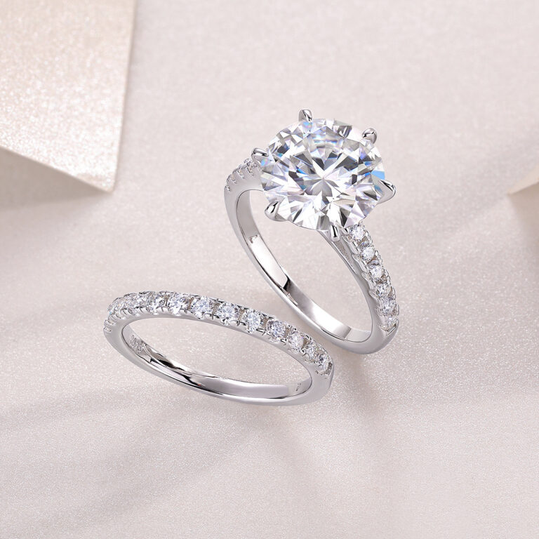 European and American fashion stackable 925 silver ring for women pure silver solid style light luxury high-end moissanite ring wholesale