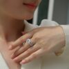 European and American fashion stackable 925 silver ring for women pure silver solid style light luxury high-end moissanite ring wholesale