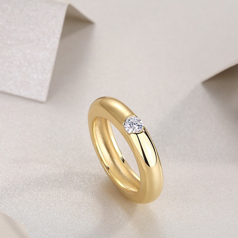 Moissanite Ring for Women, Niche High-end Ins Style Gold Ring, Wholesale Full Silver Jewelry