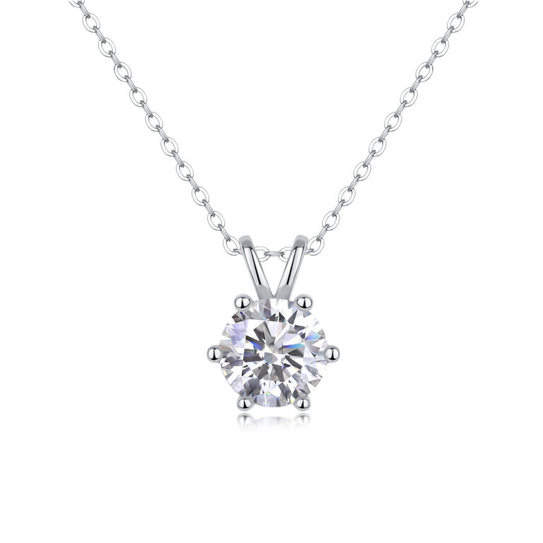 S925 Silver Necklace Mark 2 Carat Moissanite Pendant Cross-border Clavicle Chain Temu Hot-selling Silver Jewelry Pendant Wholesale